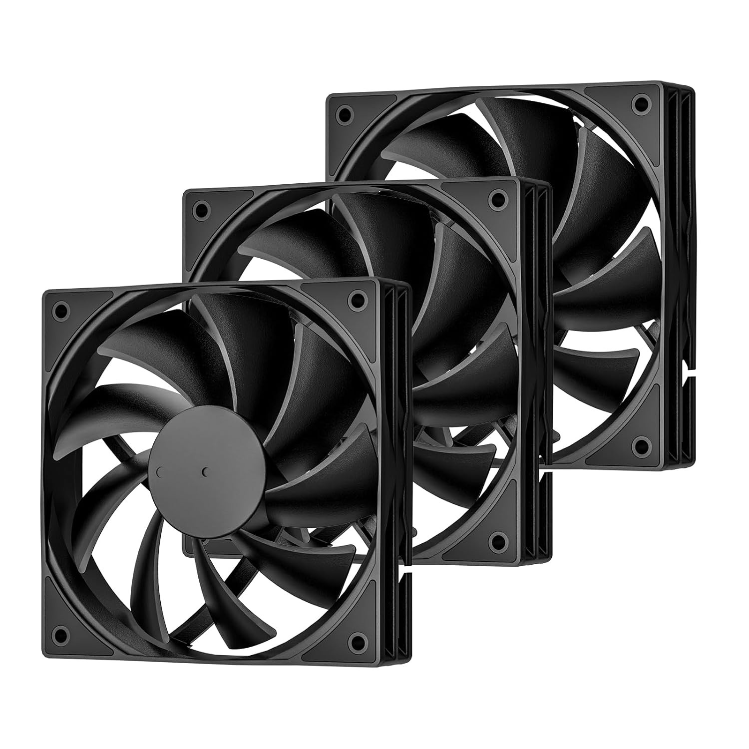 3 Pack 120mm Black PC Case Fans 1200RPM 3 Pin Quiet Cooling Hydraulic Bearing