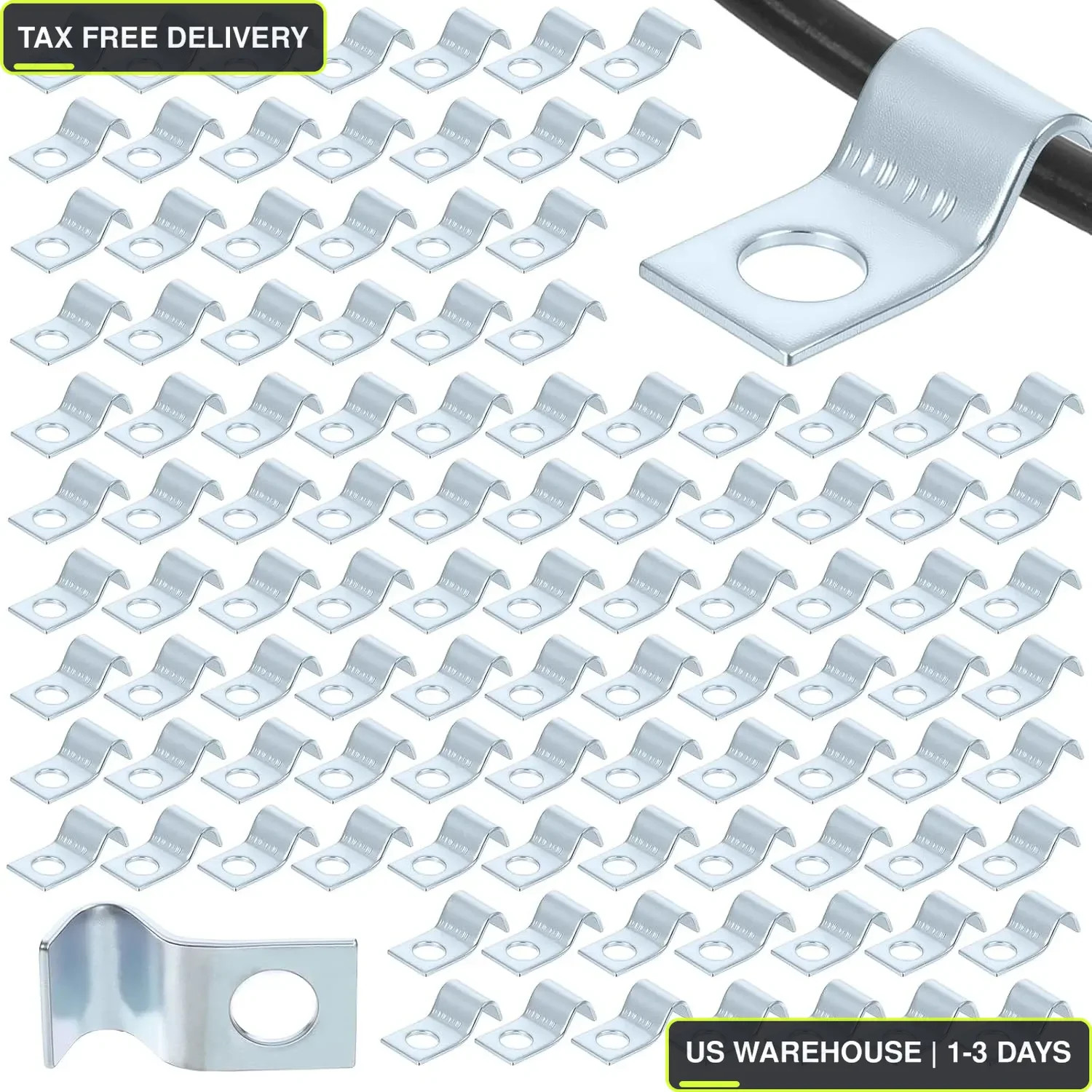100 Pcs Outdoor Cable Clips, 1/4 Inch Cord Clips Stainless Steel Conduit Clamp Z