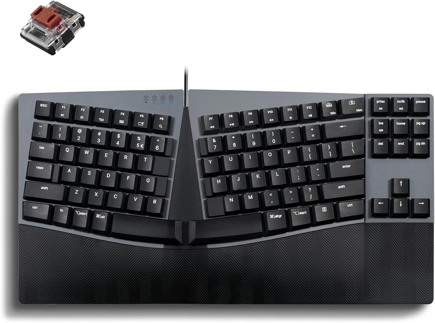 PERIBOARD-335BR Wired Ergonomic Mechanical Compact Keyboard - Low-Profile Brown