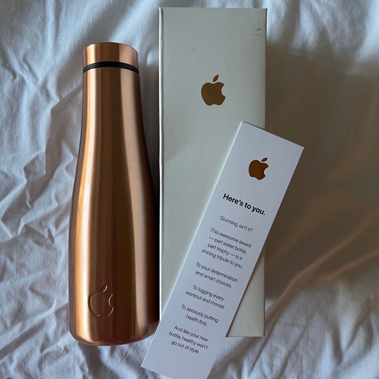 Apple Exclusive Employee Logo Insulated Bronze Fitness Challenge Flask RARE