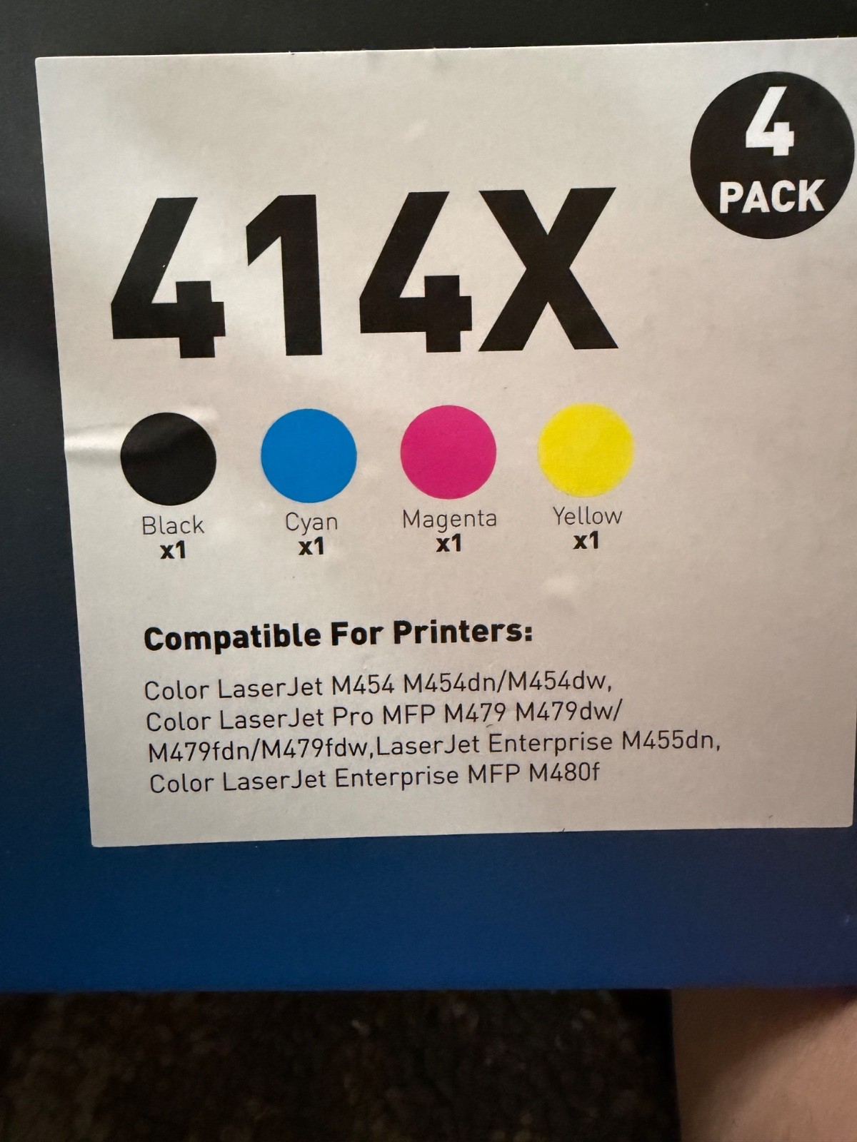 414X Toner Cartridges 4 Pack High Yield Replacement (Black Cyan Magenta Yellow)