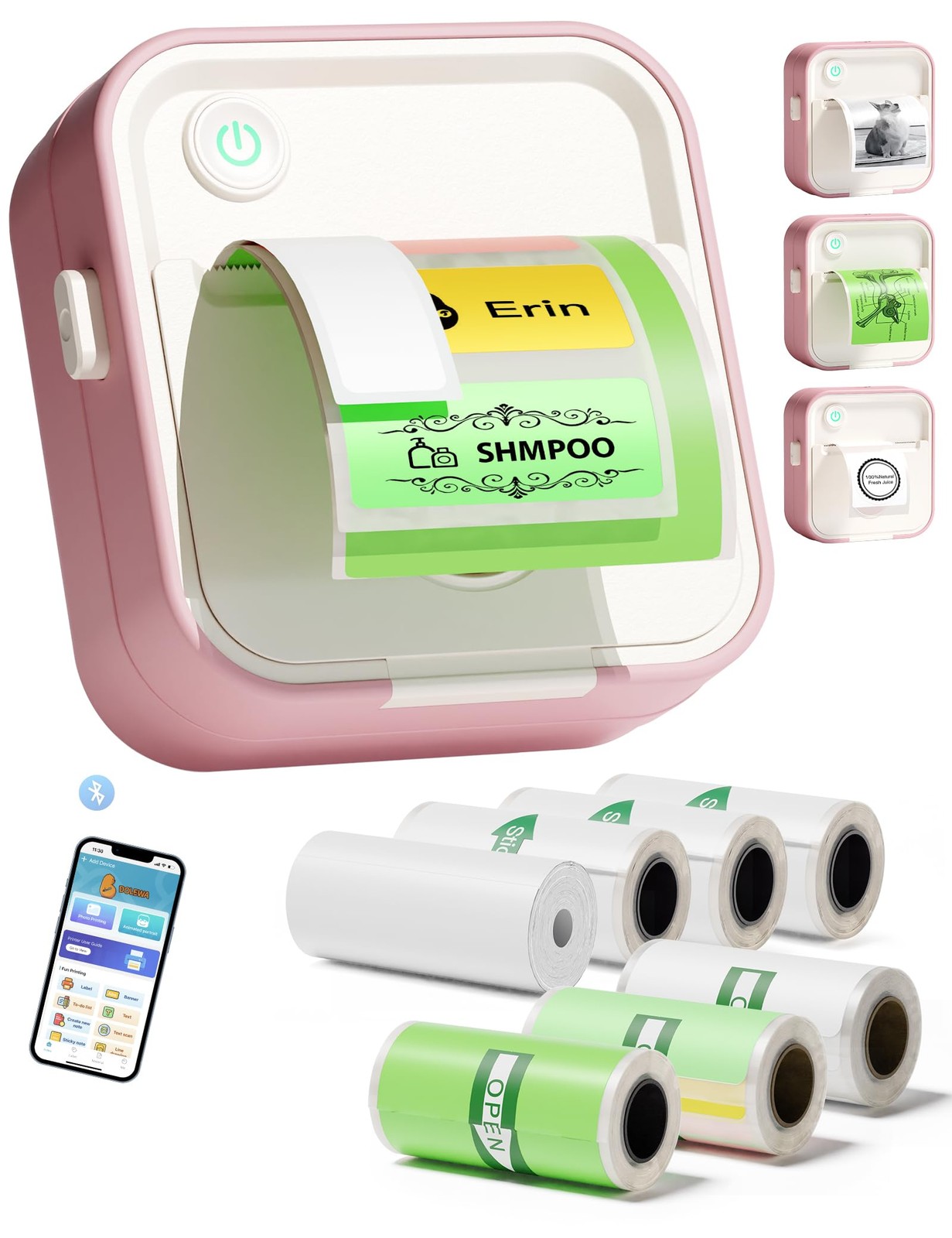 Label Maker Machine, HD Mini Sticker Printer with 7 Rolls , Portable Thermal ...
