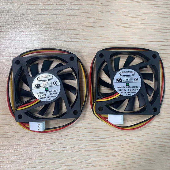 2PCS/Lot New EVERFLOW R126010BU Cooling Fan 12V 0.25A 6CM 6010 3Pin