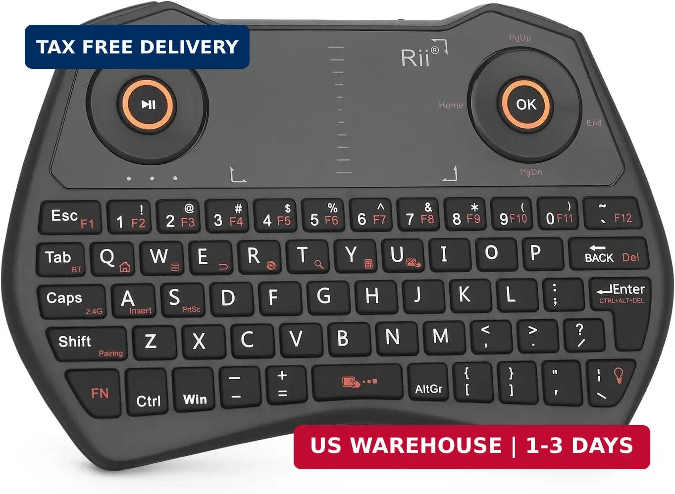 BT/2.4G Mini Keyboard with Touchpad, Backlit, Rechargeable for Android TV, PC, S