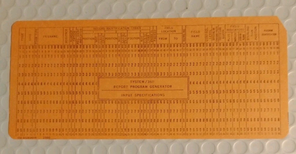 Vintage IBM Punch Cards System 360 Input Specifications Lot of 10 Salmon