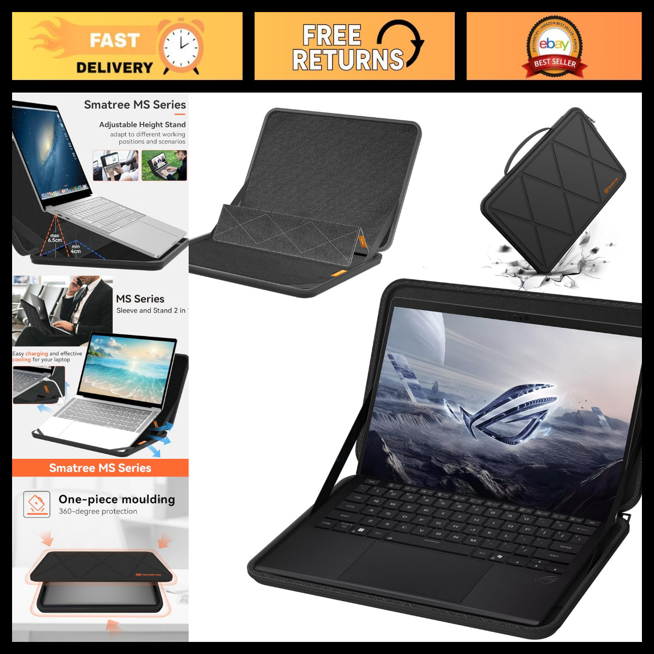 Hard Case with Stand for 13.4" ASUS ROG Flow Z13 - Durable, Lightweight, Protect