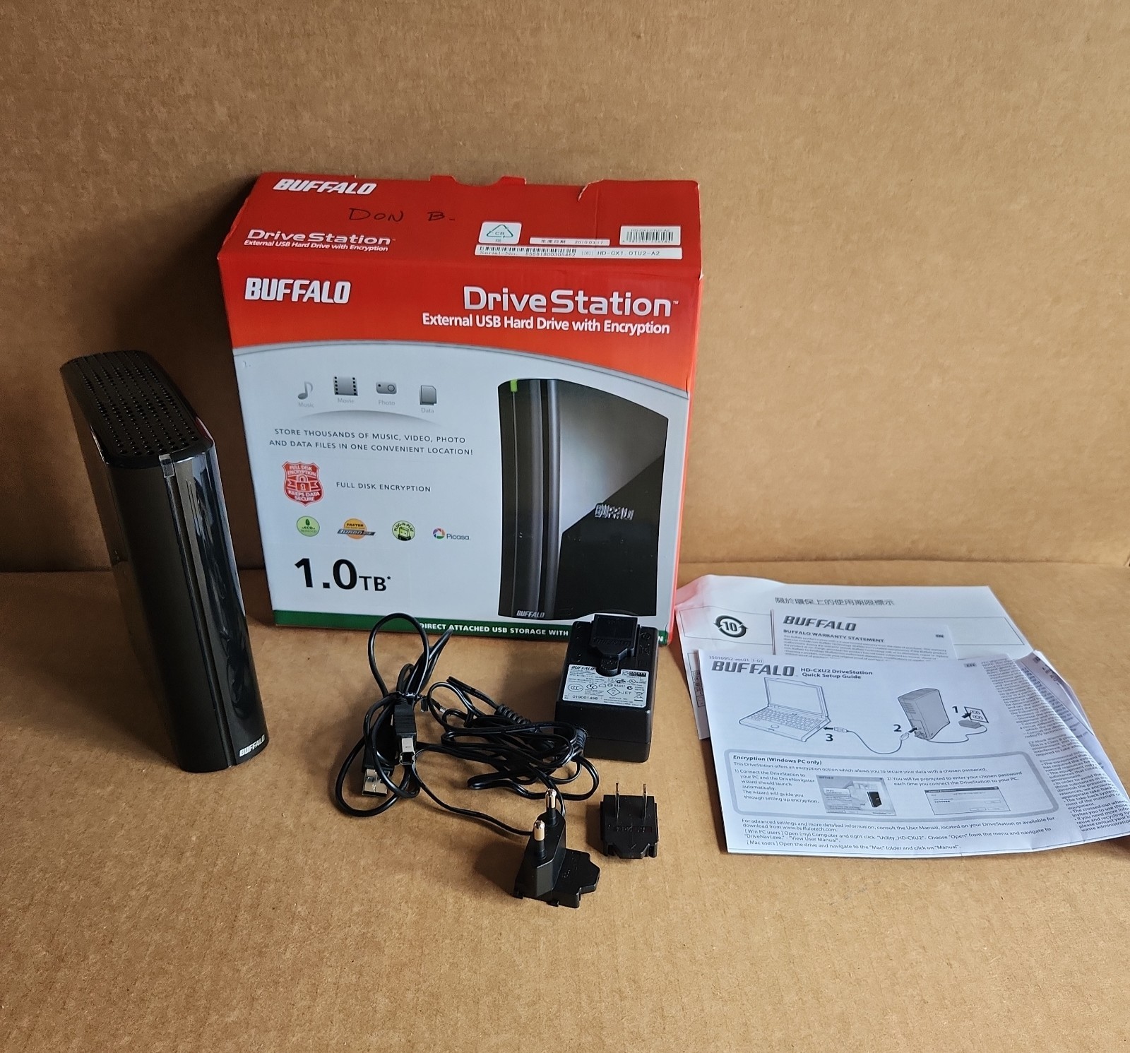 BUFFALO DriveStation 1TB USB 2.0 External Hard Drive- Encryption HD-CX1. 0TU2-A2