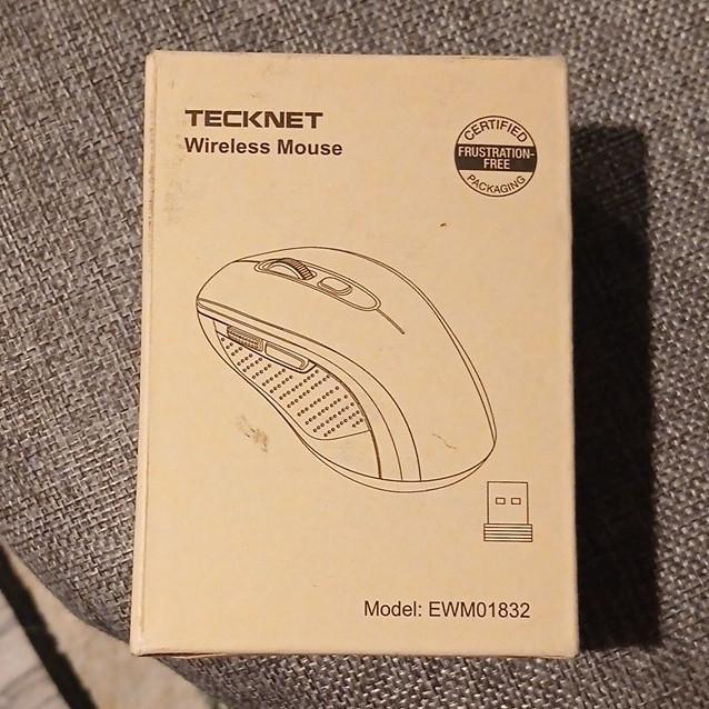 TECKNET EWM01832 Wireless Optical Mouse USB Receiver 2400 DPI 6-Button Black