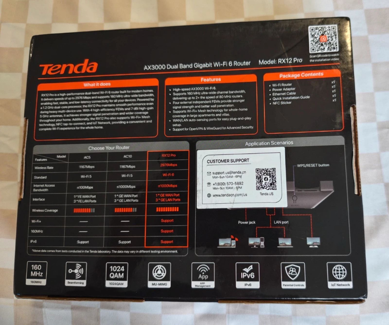 Tenda RX12 Pro AX3000 Dual Band Gigabit Wi-Fi 6 Router Open Box