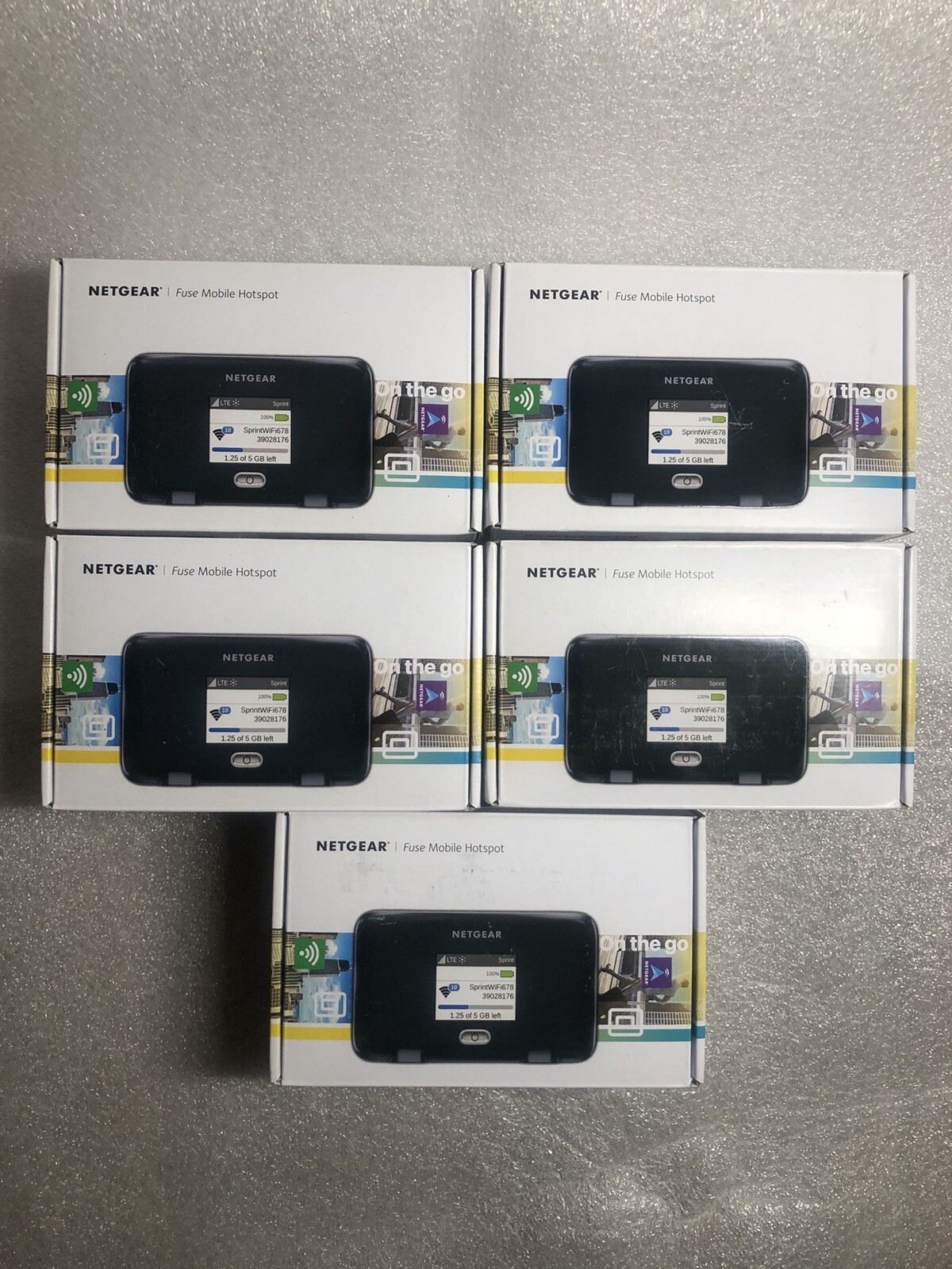 Lot Of 5 NETGEAR Fuse Mobile Wi-Fi Hotspot 4G LTE -Sprint & T-Mobile New Sealed
