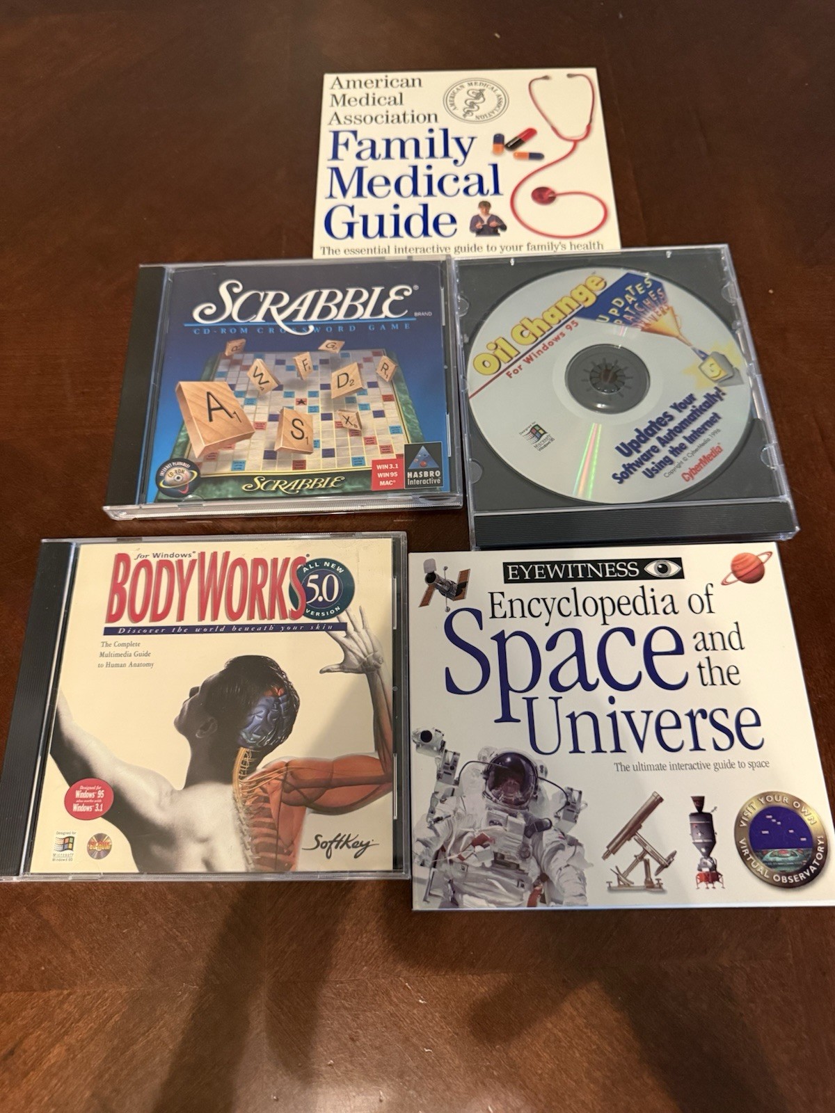 Vintage Windows 95 Software Lot Scrabble BodyWorks 5.0 Space Encyclopedia 5 CD⁠