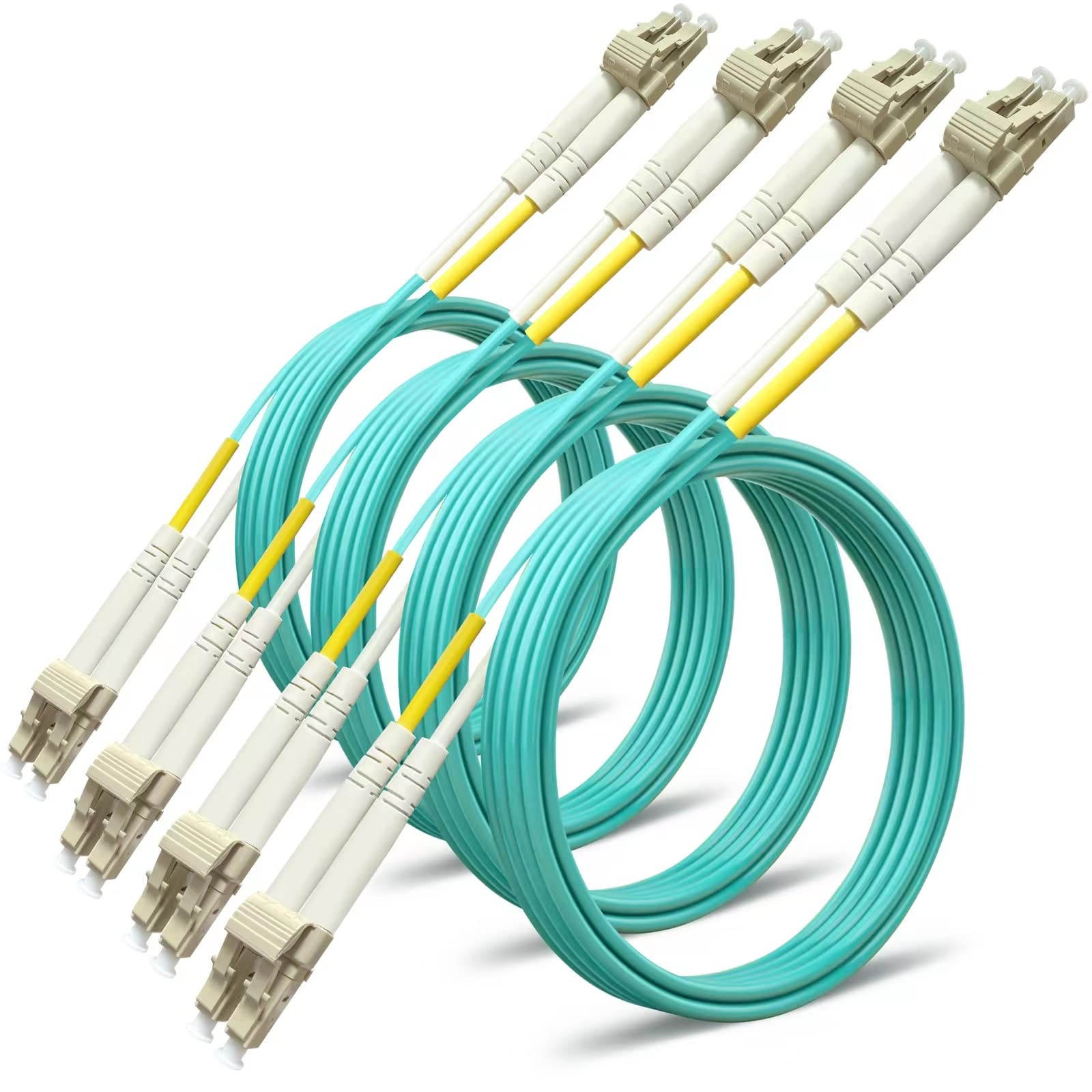 0.5m (4Pack) LC to LC Duplex OM3 Multimode Fiber Patch Cable (50/125), 10G Gi...