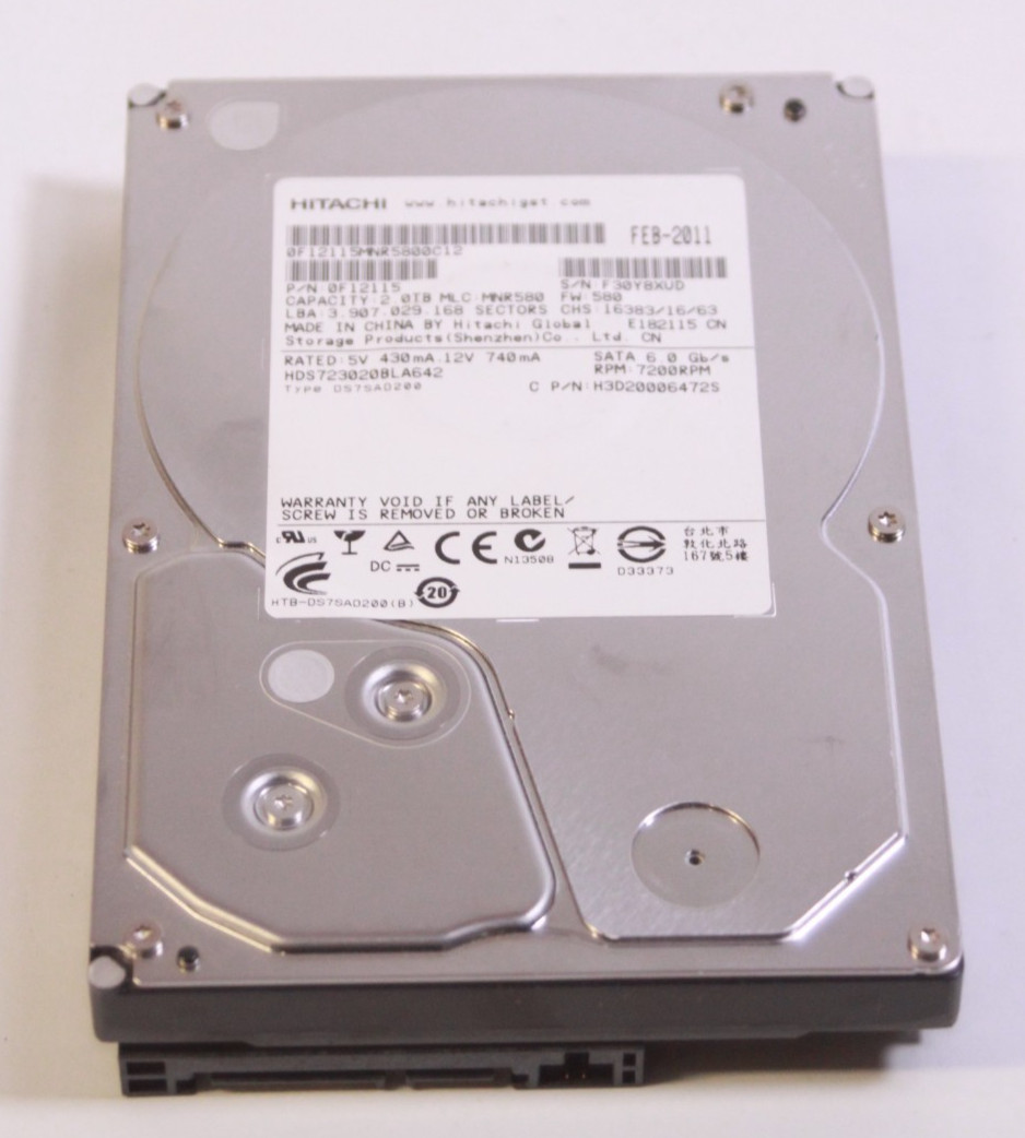 Hitachi HDS723020BLA642 2TB 3.5" 7200 RPM SATA Hard Drive 0F12115