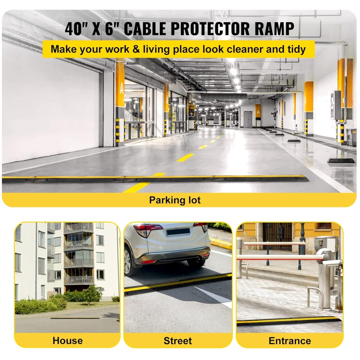 4 Pack Rubber Cable Cover Ramps - 18000Lbs Load