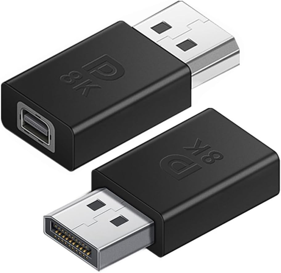 2Pack 8K DP to Mini DP Adapter,Displayport Male to Mini Displayport Female