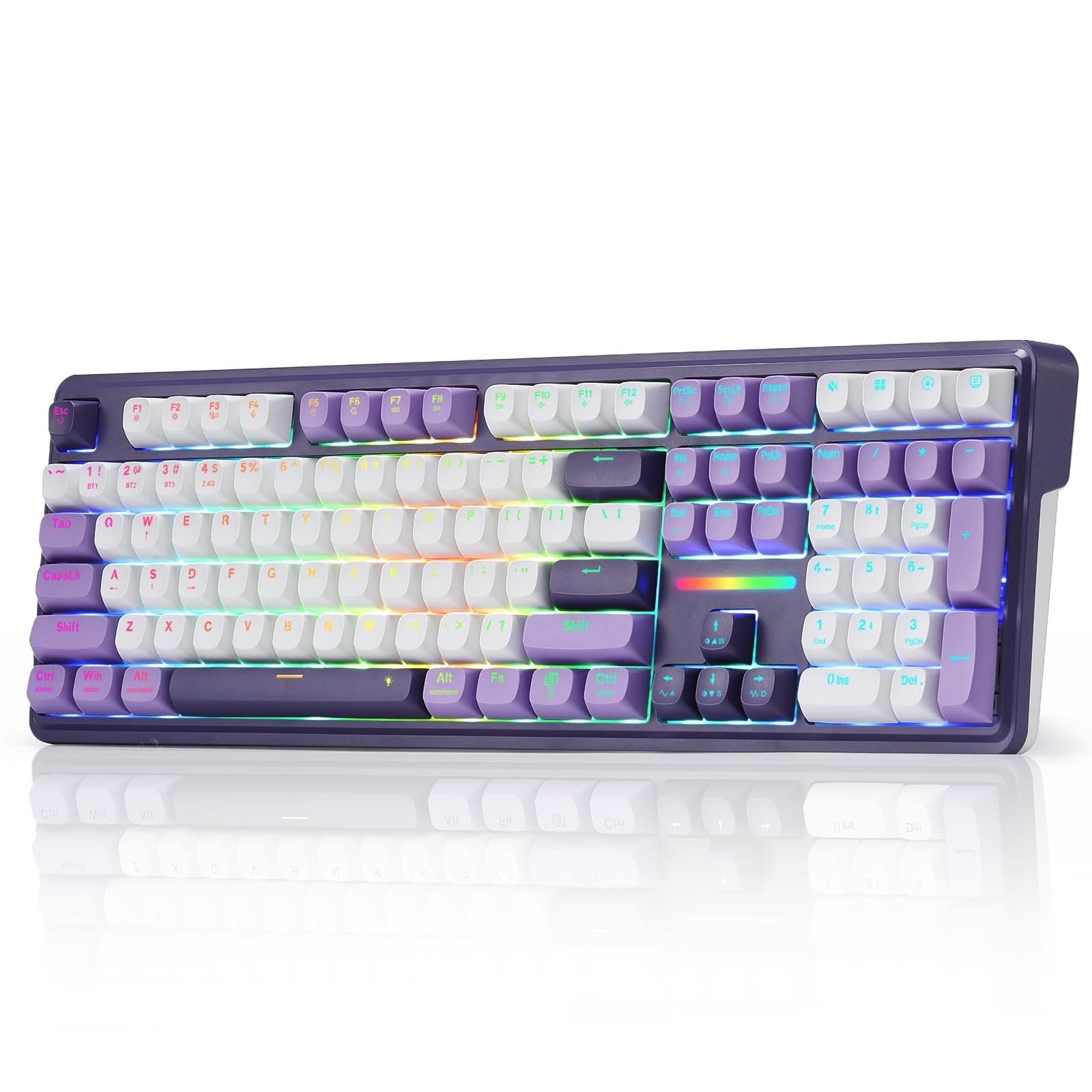 Wireless RGB Gaming Keyboard, 108-Key Gasket Design, 4 Hotkeys, Mechanical Feel
