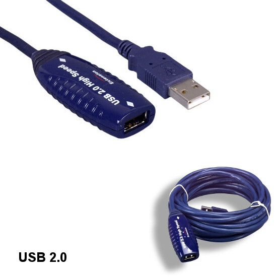 16 feet Active Repeater USB 2.0 Cable Bus Power 480Mbps NEC UPD720114 Chip Blue