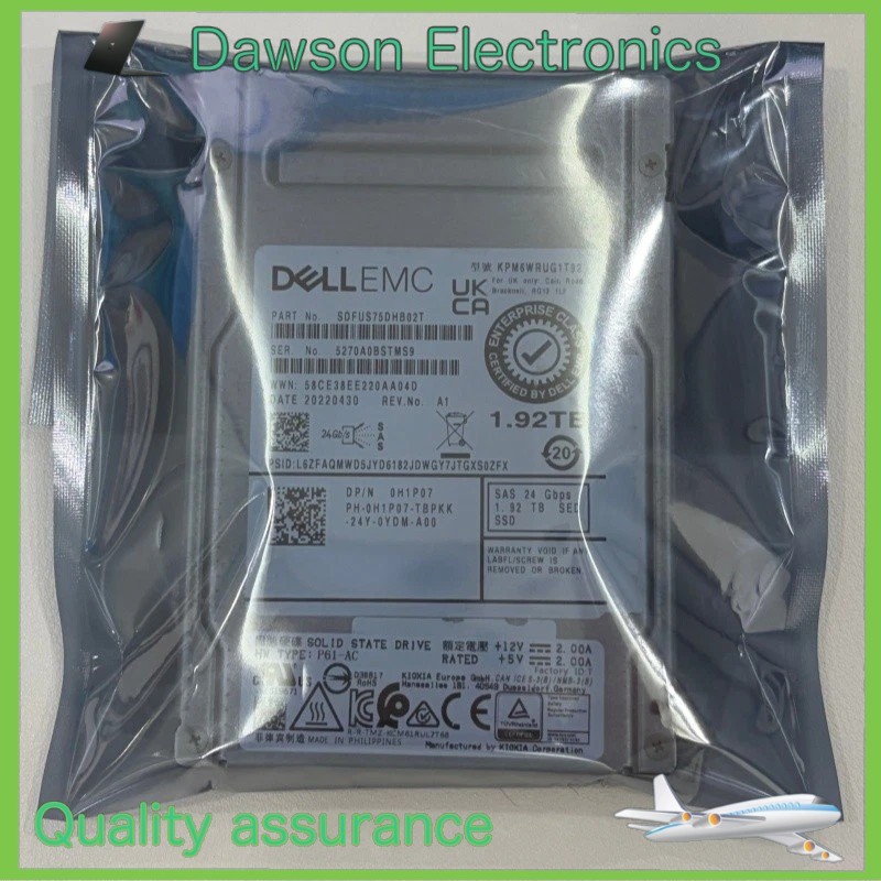 KPM6WRUG1T92 0H1P07 H1P07 DELL 1.92TB 24Gbps SAS 2.5 in SSD Solid State Drives