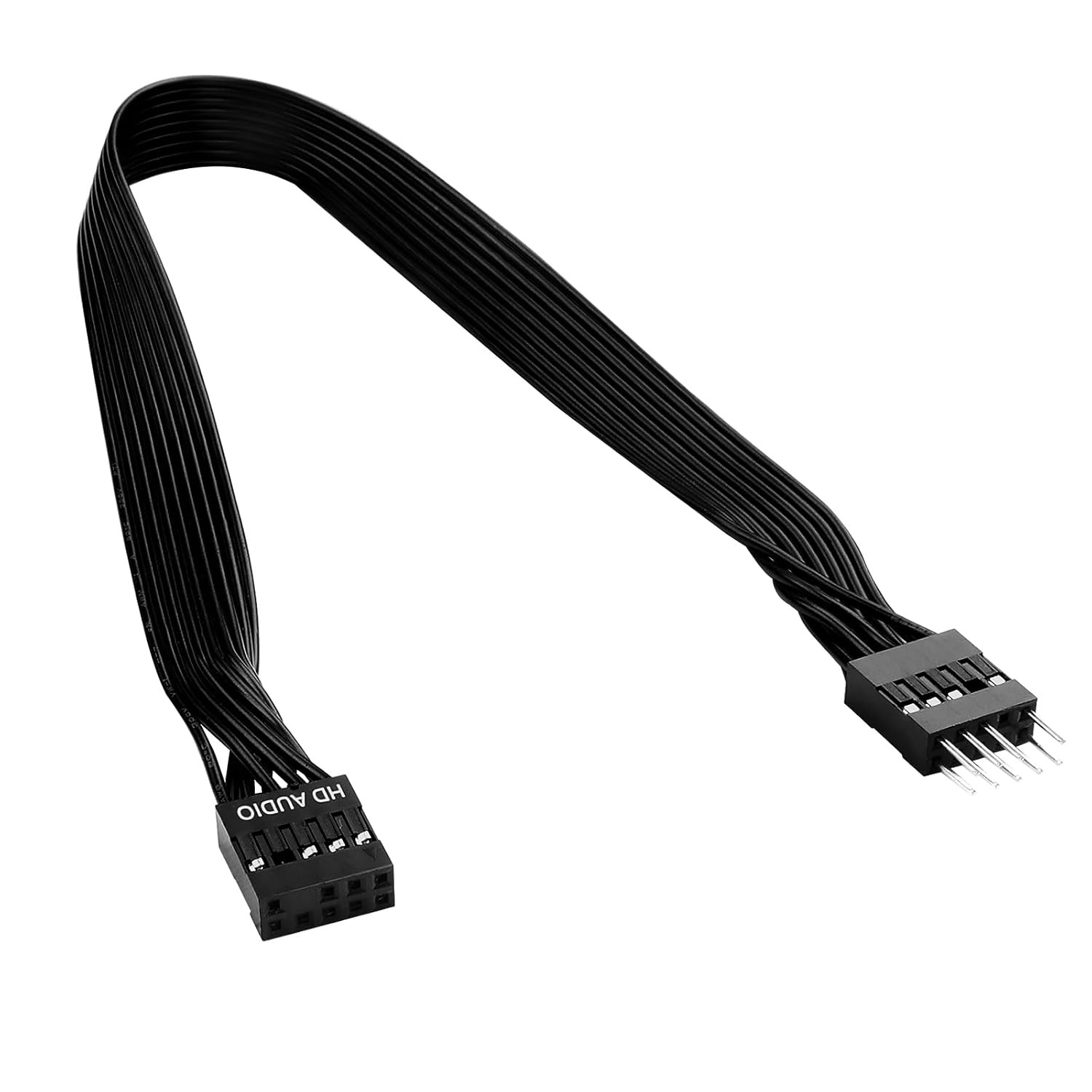 30Cm PC Motherboard Front Audio Extension Cable - Male to Female, Black Ribbon