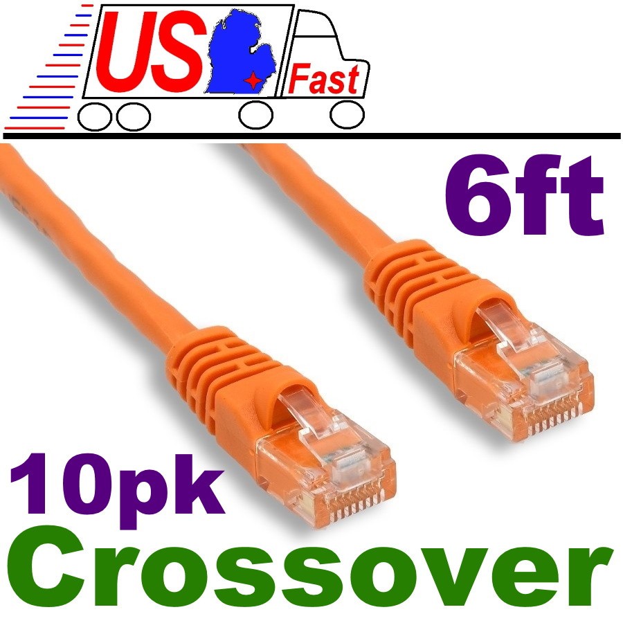 Lot10x/pack/pcs/pc 6ft RJ45 Cat5 CrossOver, Cross-Over wired network cable