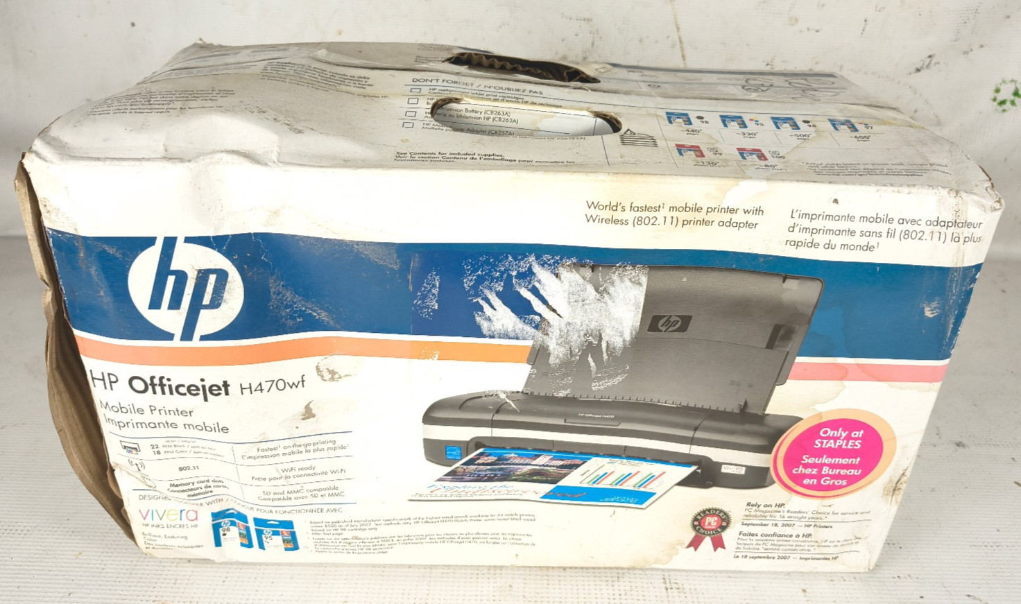 HP OfficeJet H470WF Mobile Inkjet Printer Wireless - Sealed - New Old Stock