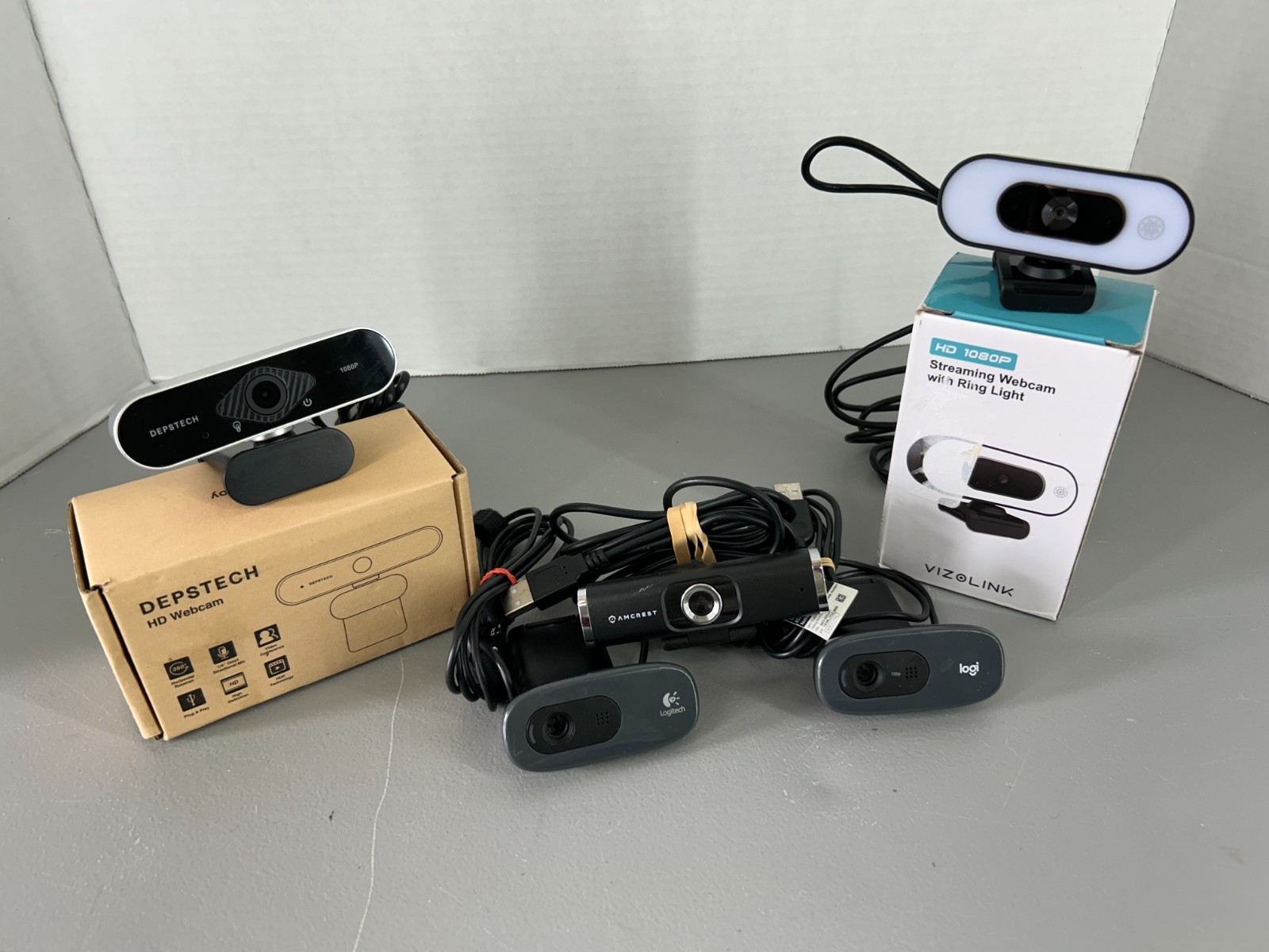 Webcam Lot of 5 Depstech Logitech Vizolink Amcrest 1080p 720p - All Tested