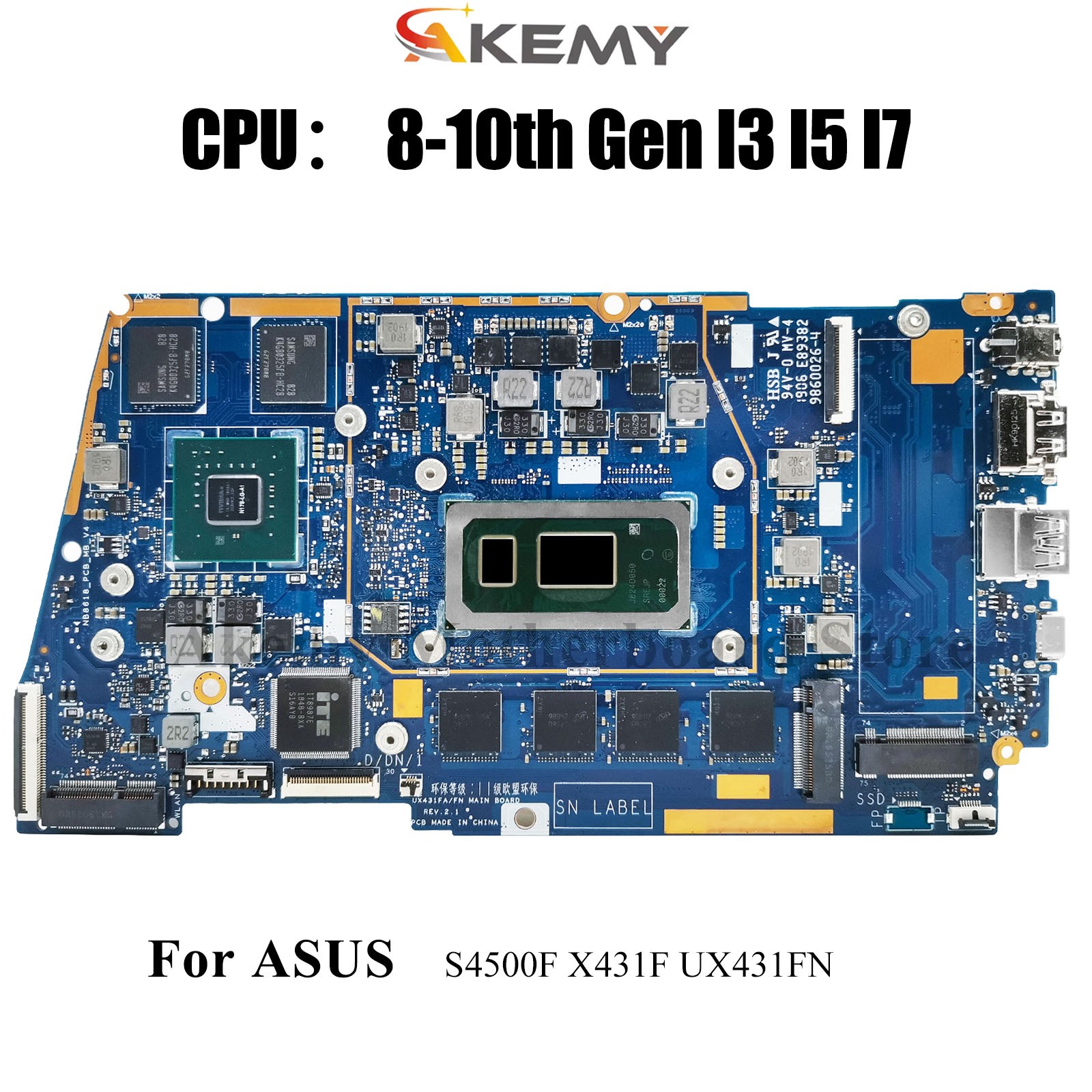 UX431FN Laptop Motherboard For ASUS S4500F U4500F X431F S431F Mainboard W/CPU