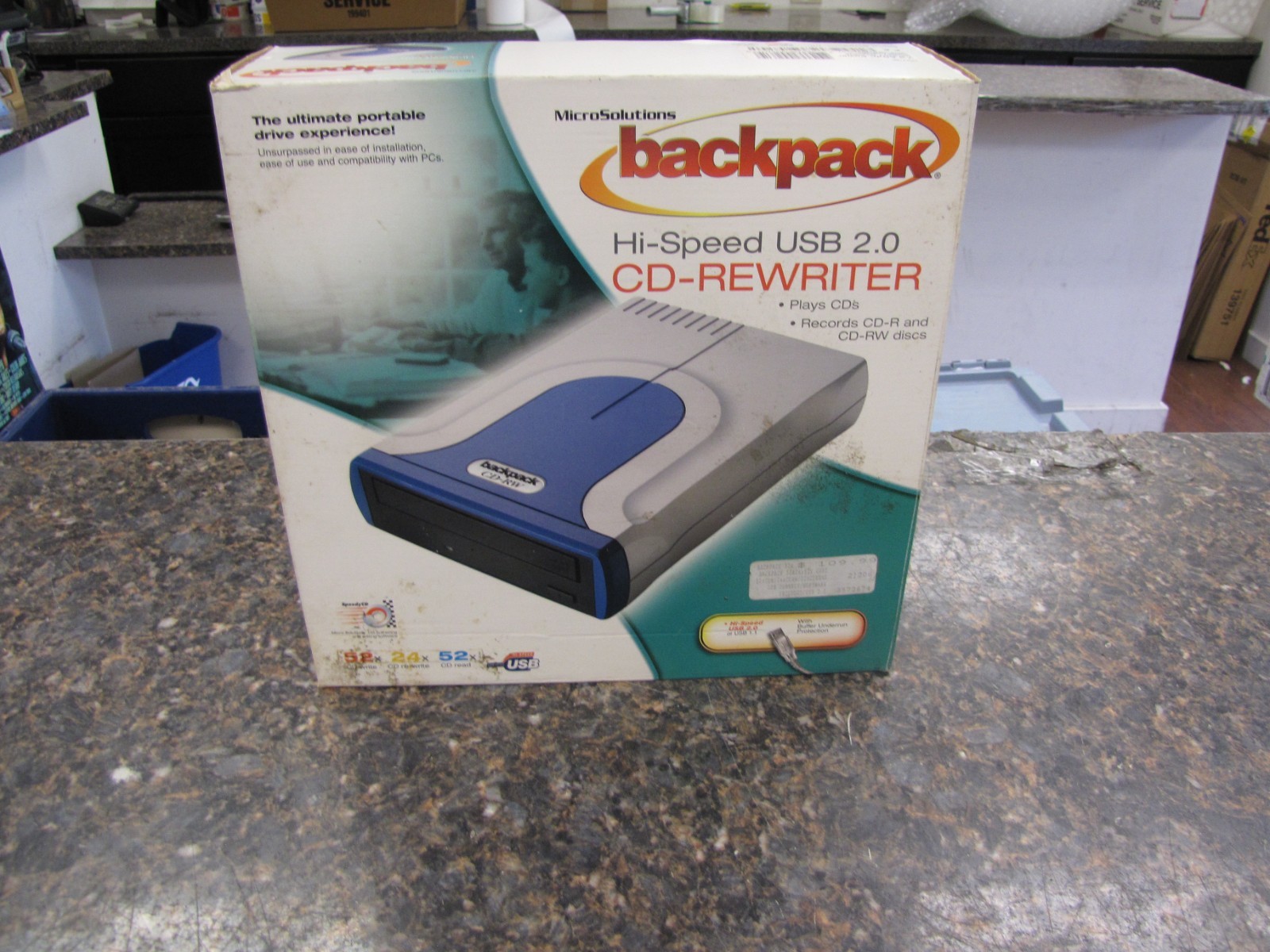 MicroSolutions Backpack Hi-Speed USB 2.0 CD ReWriter External Drive Model 222102