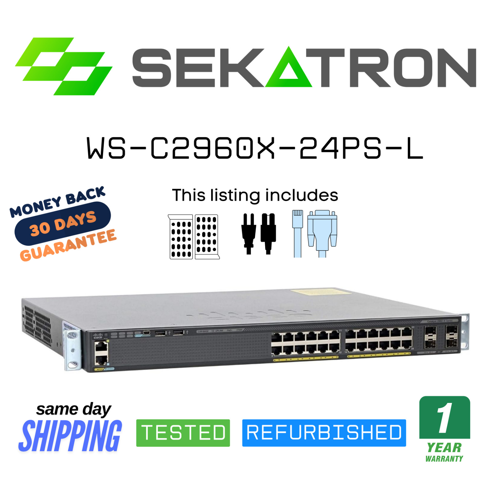 ♻️ Cisco Catalyst WS-C2960X-24PS-L 24-Port Gigabit PoE+ Managed Switch ⚡FastShip
