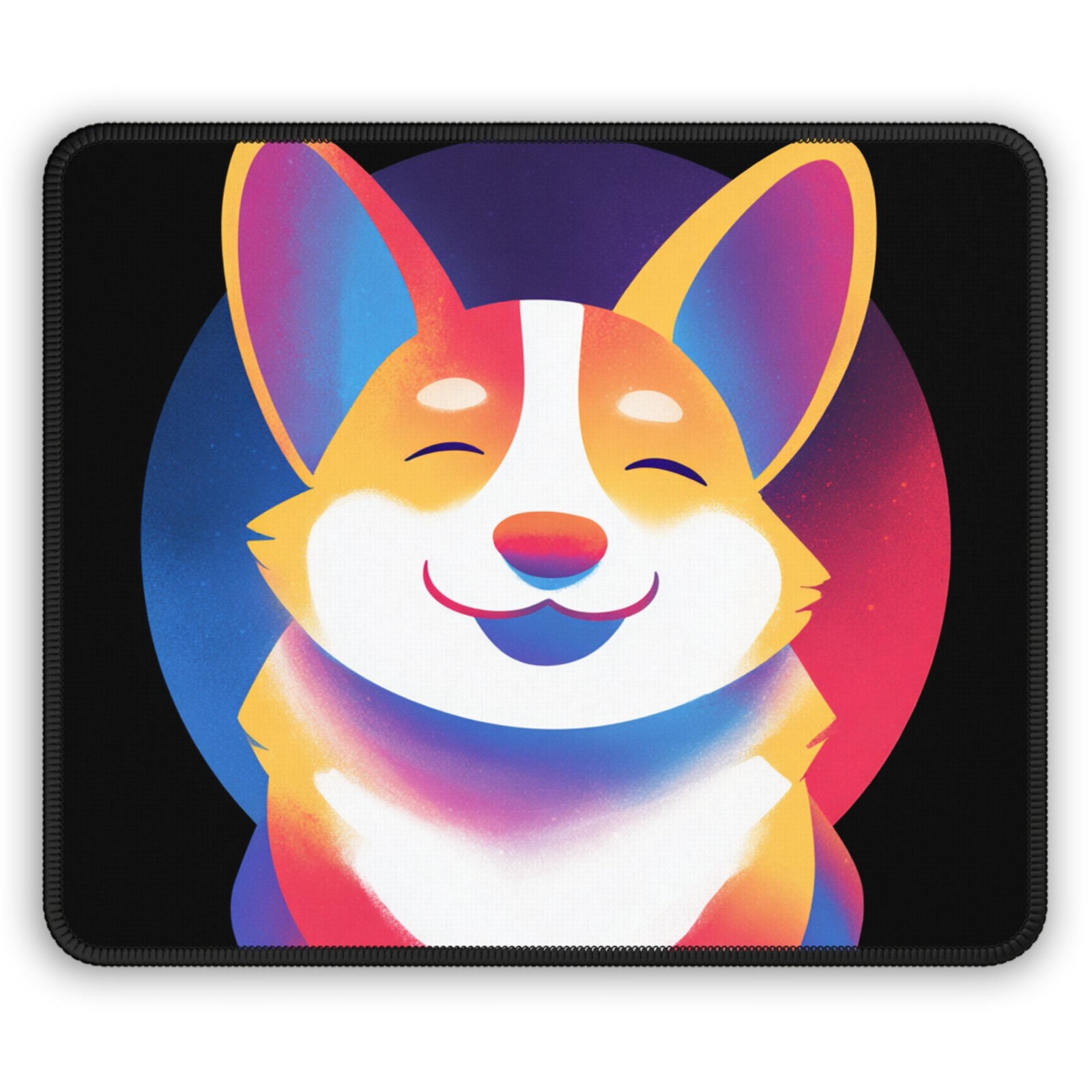 Colorful Smiling Corgi Gaming Mouse Pad | Cute Neon Dog