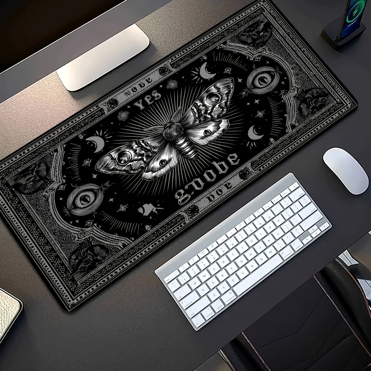 A Mysterious Moth-Themed, Non-Slip, And Durable Mouse Pad That Is Washable - S