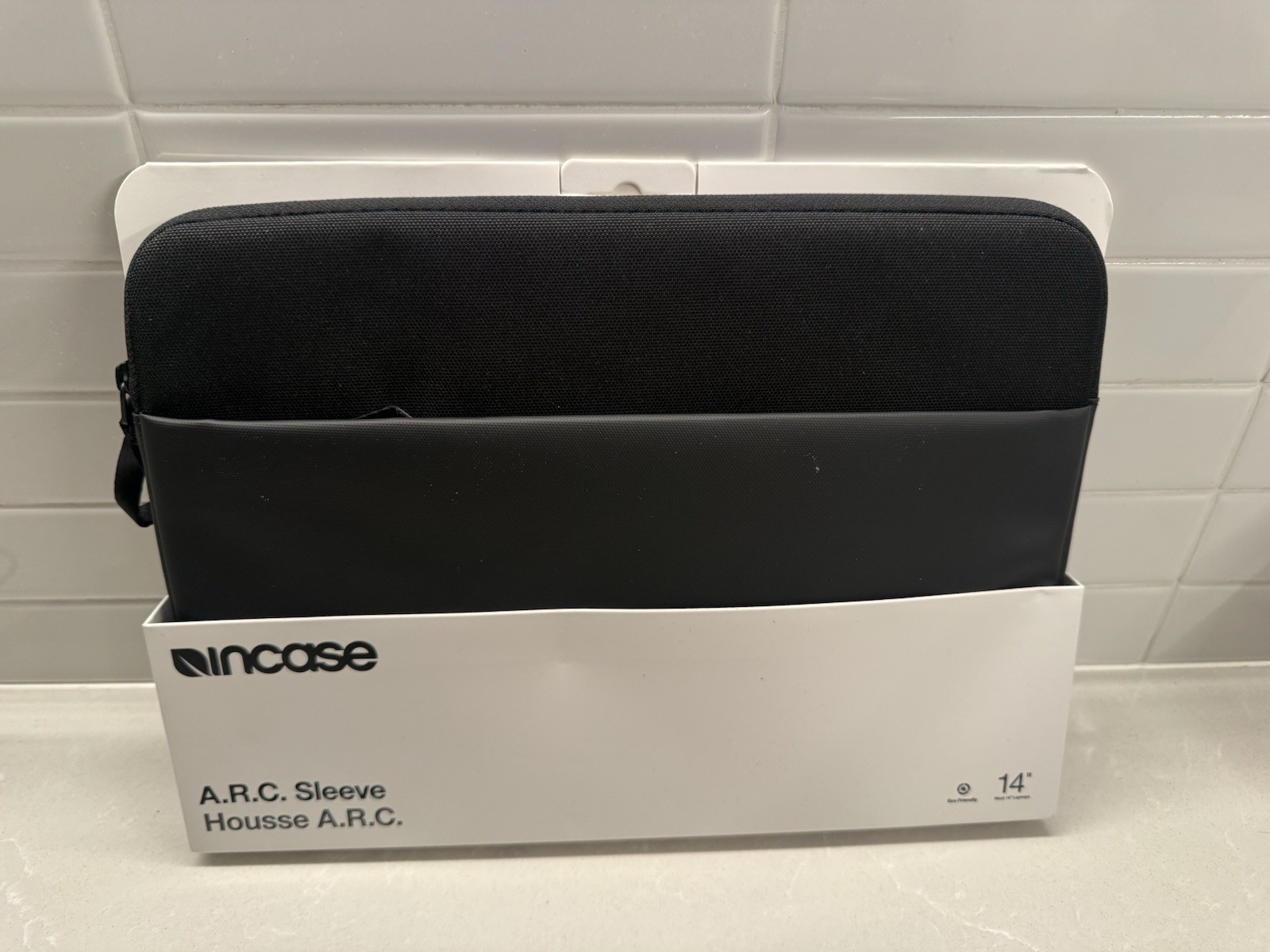 Incase A.R.C. 14 Inch Laptop Sleeve Black Faux Fur Lining External Pocket