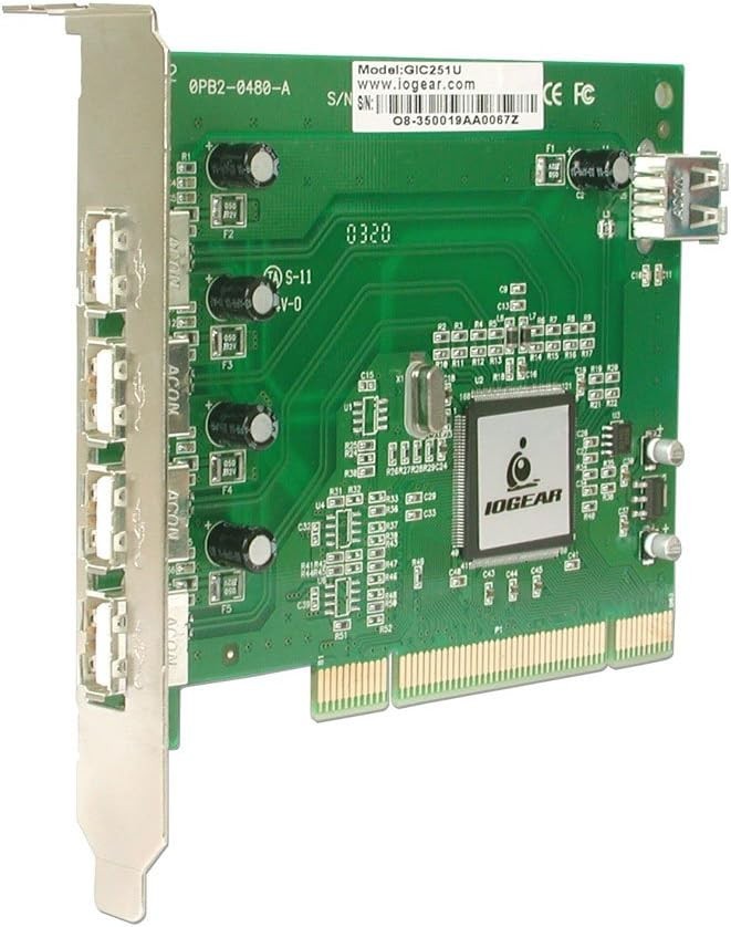 IOGEAR 5-Port Hi-Speed USB 2.0 PCI Card GIC251U - Brand New
