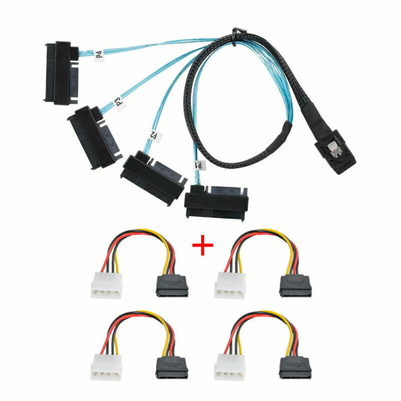 Cablecy SAS Disk Internal 36 Pin Mini SAS SFF-8087 Host to 4 SFF-8482 Target SAS