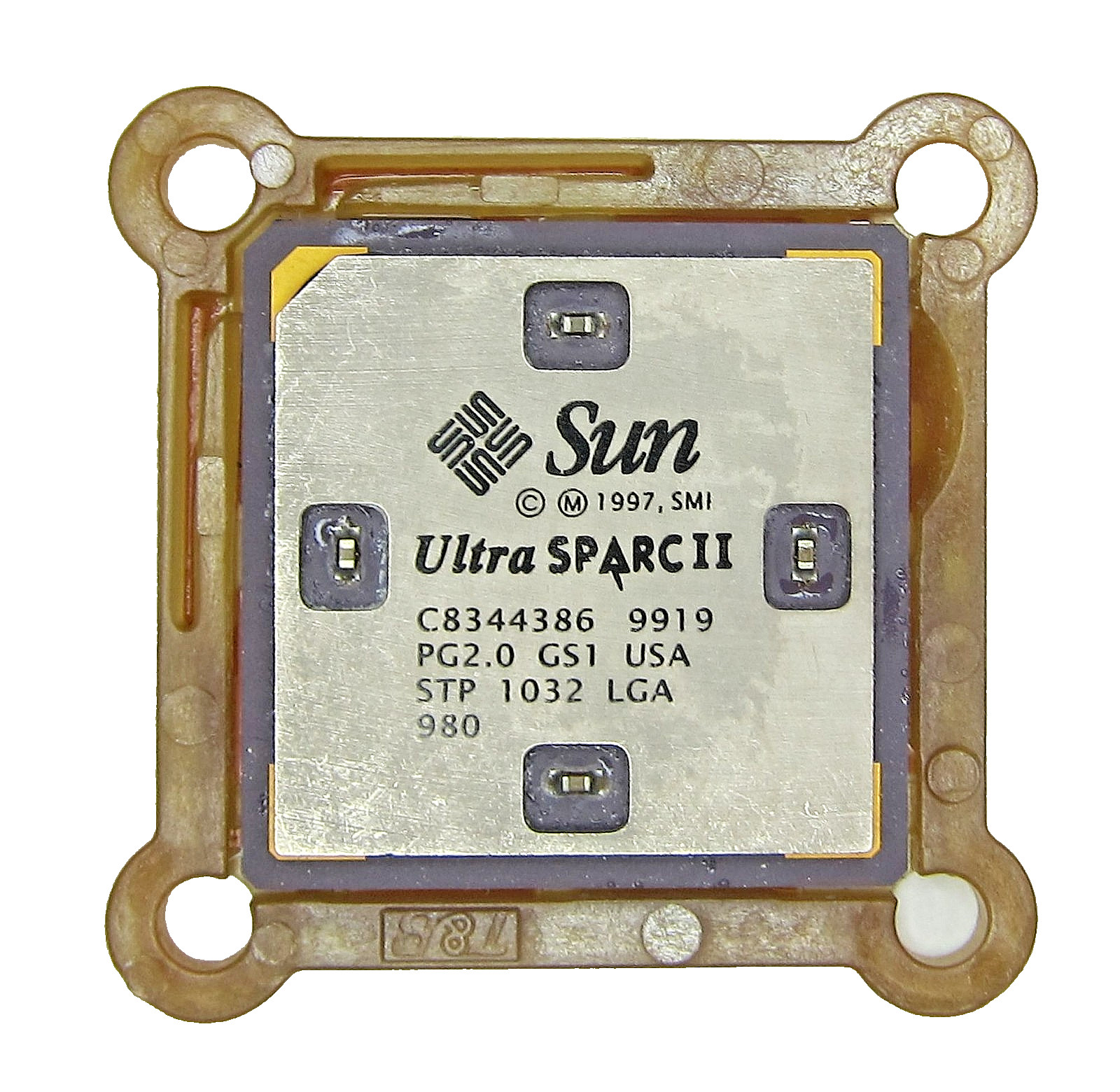 Vintage Collectable Sun UltraSPARC II STP 1032 LGA PG2.0 GS1 Ceramic Gold CPU
