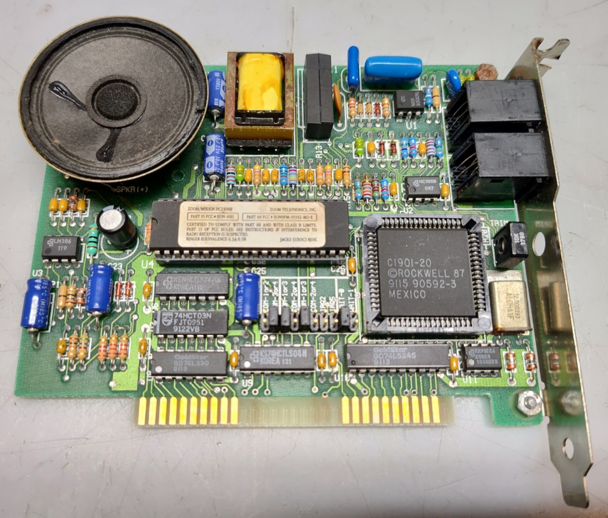Vintage Zoom Telephonics PC Fax Modem HC2400R BDN9FM ISA Board 2400 baud