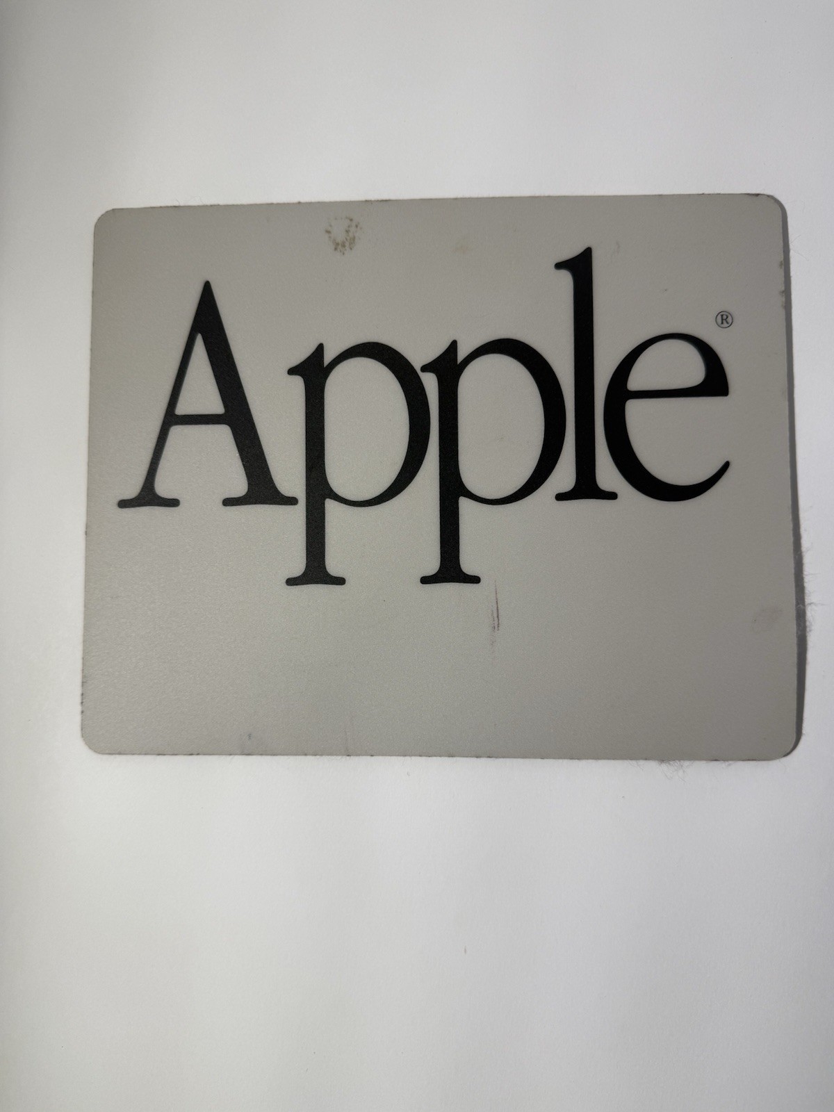 Vintage Apple Computer Mouse Pad Gray Black Spell Out Garamond Logo Retro Mac