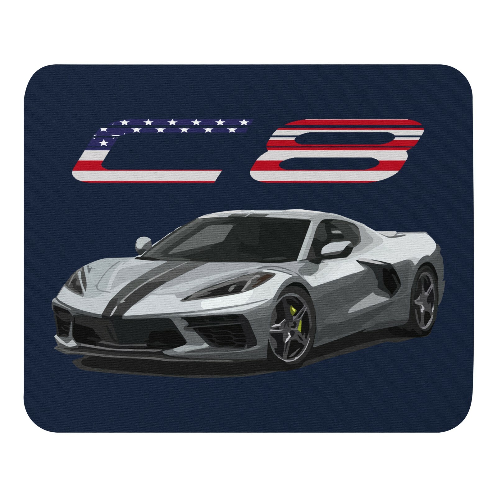 2021 Blade Silver Metallic vette C8 Owner Gift Patriotic Mouse pad