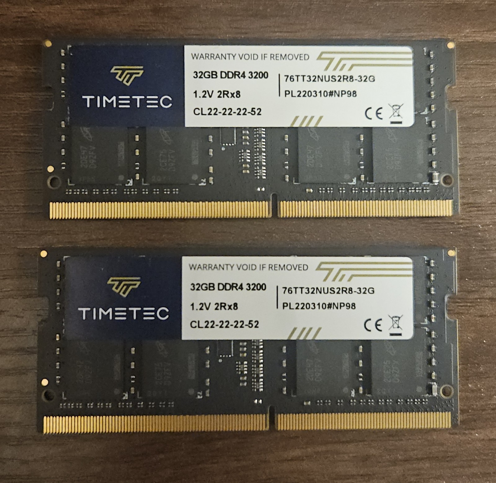 TIMETEC 64GB (2x32GB) DDR4 3200 1.2V CL22 Sodimm Model 76TT32NUS2R8-32G 