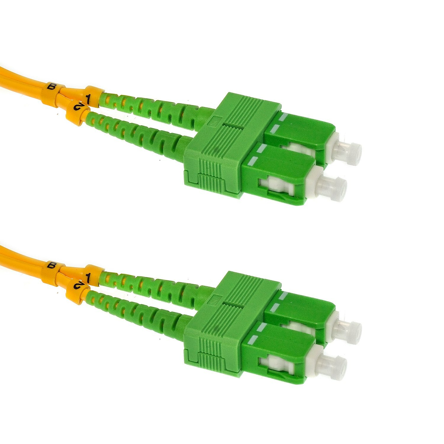 5 PACK LOT 1m SC(APC)-SC(APC) Duplex 9/125 OS2 Singlemode Fiber Yellow OFNR 3FT