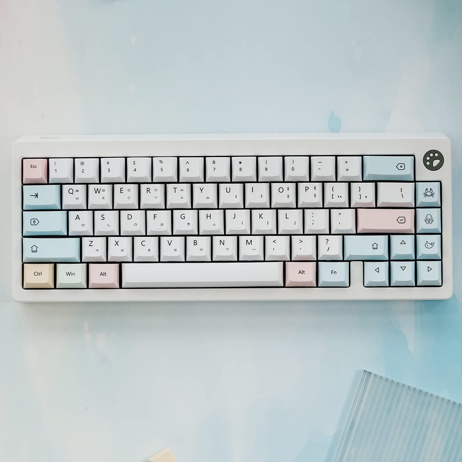 136 PCS Chalk PBT Dye Sub Korean Keycaps For MX Switch Fits 60/64/84/96 Keys
