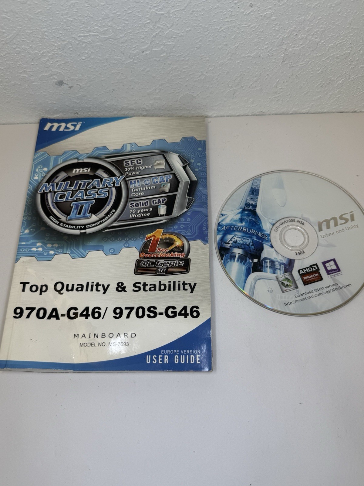 MSI 970A-G46 970S-G46 MS-7693 User Guide Manual + AMD Radeon Driver Utility Disc