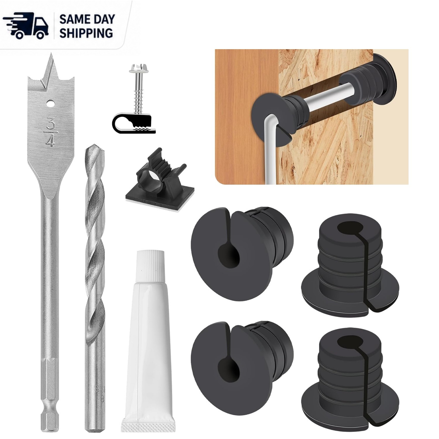 Starlink Cable Grommet Routing Kit - 3/4 Inch Silicone with Drill Bits & Clips