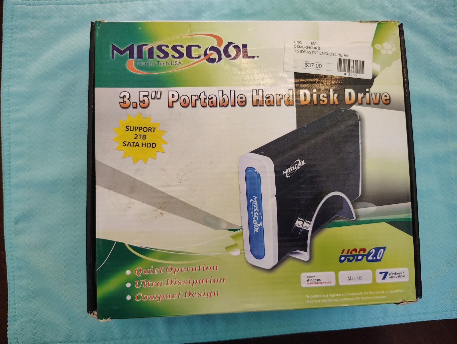 Used Powers On Masscool 3.5 Inch Portable Hard Disk USB 2.0 Drive Enclosure
