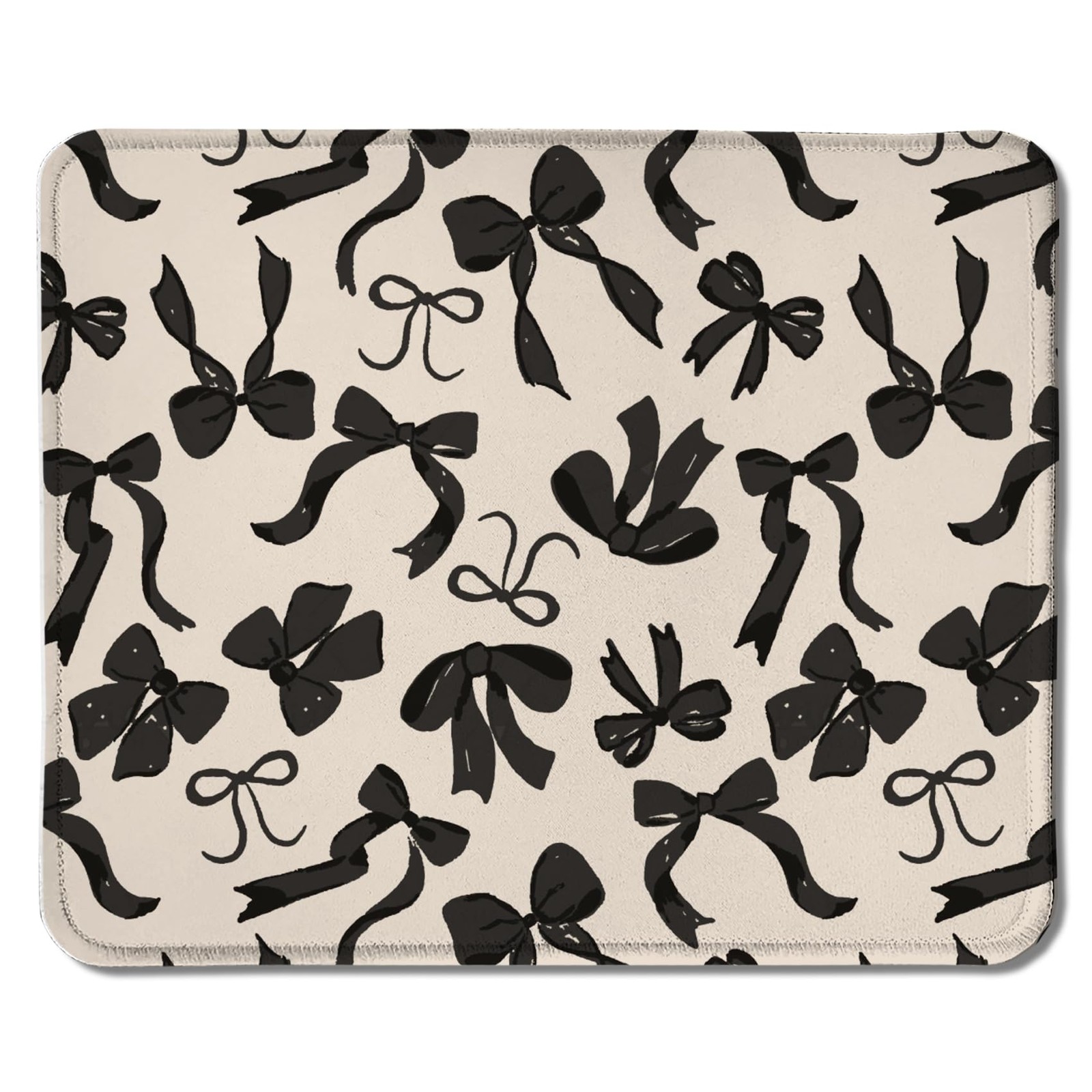 Coquette Black Bow Mouse Pad Cute Preppy Girly Ribbon Desk 9.5x7.9 Inch