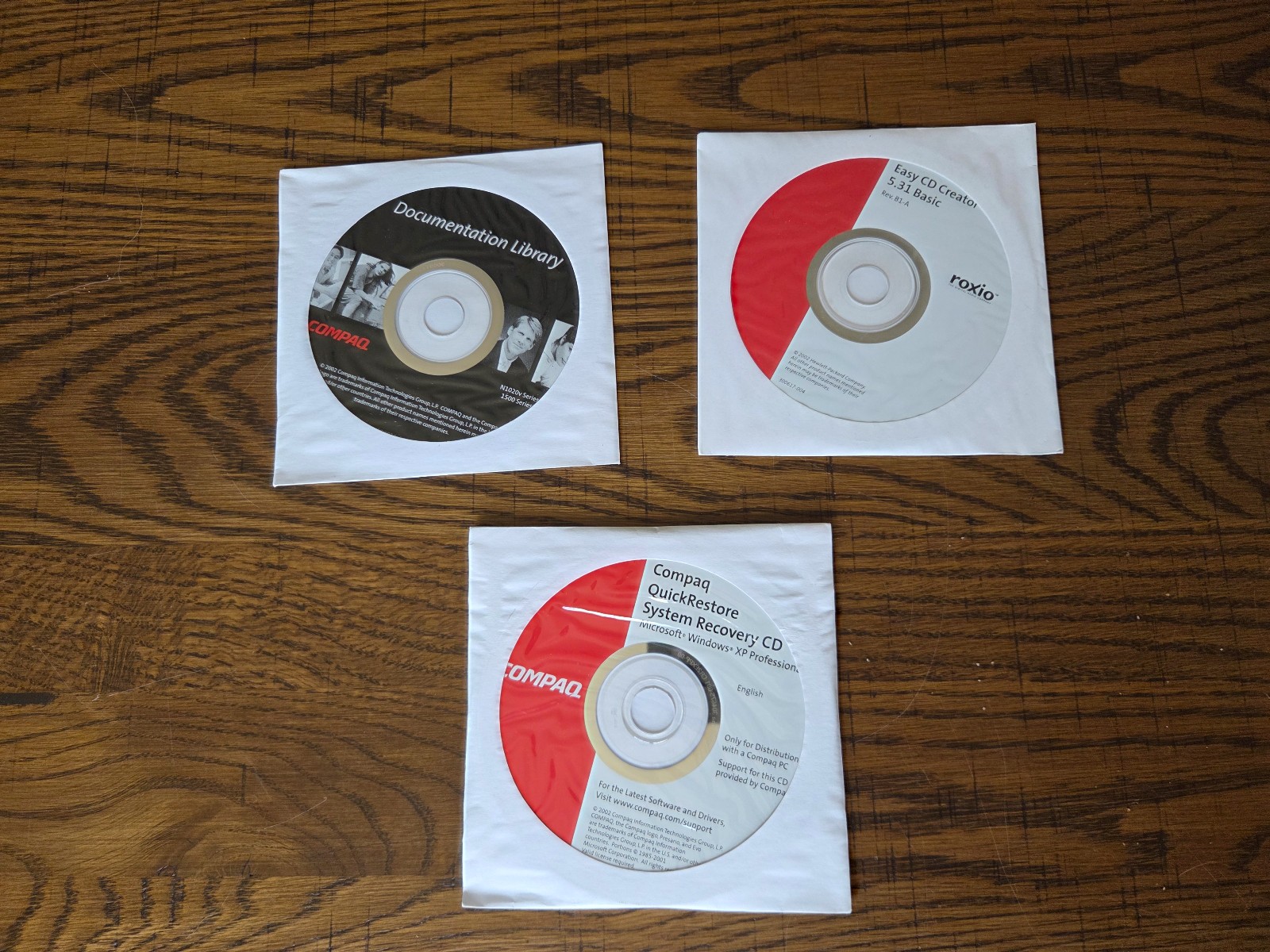 Compaq QuickRestore System Recovery CD's 3 Disc Set MS Windows XP Professional