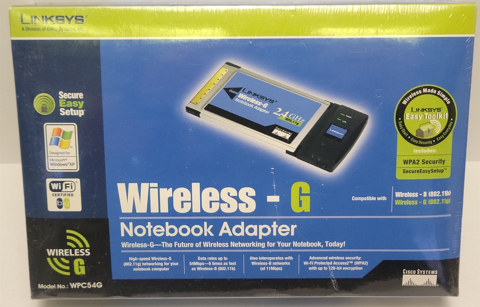 Linksys WPC54G Wireless-G Notebook Adapter - New Sealed Box