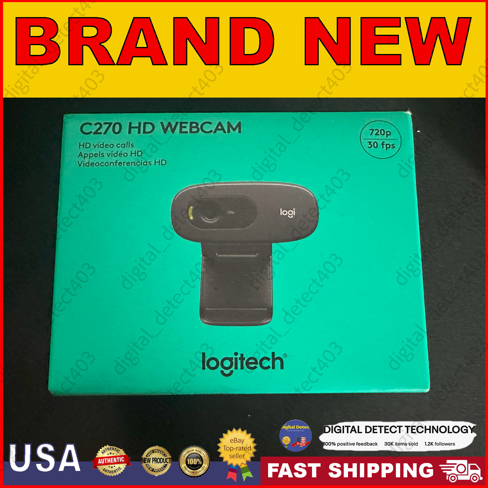 Logitech C270 720p HD Webcam Built-in Noise Reducing Microphone Brand New