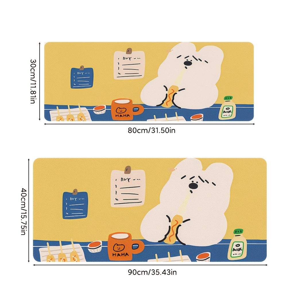 1pc Large Mouse Pad - Non-Slip, Washable Table Mat Cozy Cartoon Mouse Pad, Whi