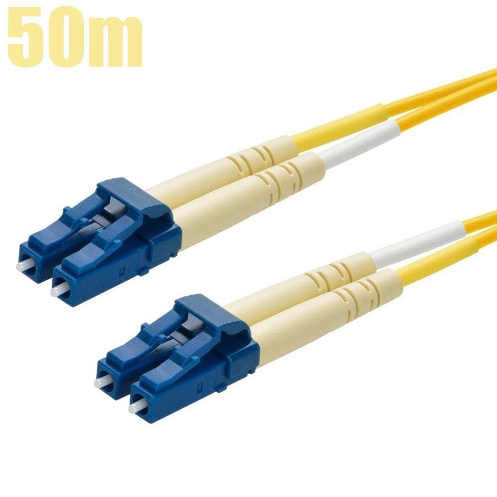 50M LC to LC UL Single Mode 9/125 Duplex Fiber Optic Optical Cable OFNR Yellow
